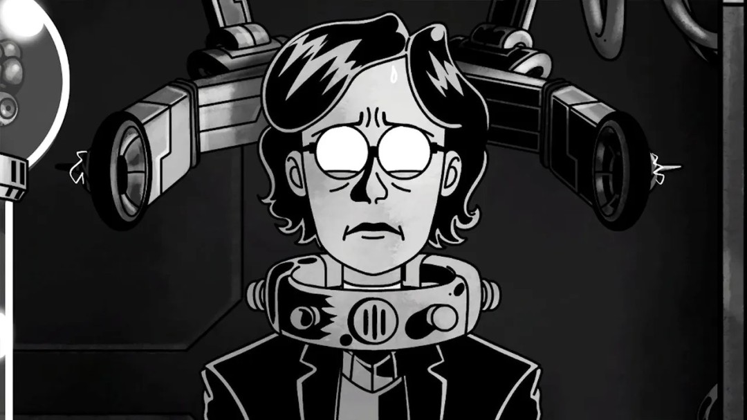 《Dead Meat》游戏实机画面：昏暗雨夜中的老式公寓走廊，主角手持录音笔靠近一扇虚掩的房门，门缝透出微弱黄光，UI界面显示‘对话分析中…’动态提示