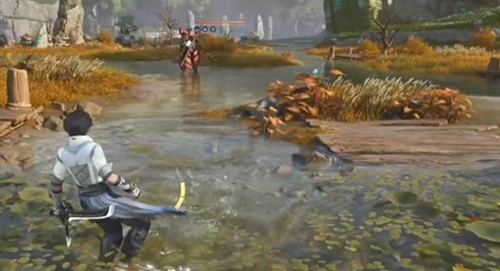 项羽实战技能演示动图：巨戟横扫瞬间迸发青黑色气浪，地面龟裂特效随攻击轨迹蔓延，三名敌方精英单位同步浮空僵直