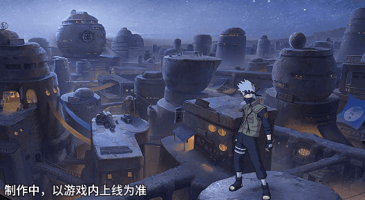 卡卡西与带土在扭曲蓝紫色神威空间中隔空对峙，背景浮现神无毗桥旧日幻影，雷光与写轮眼光芒交织