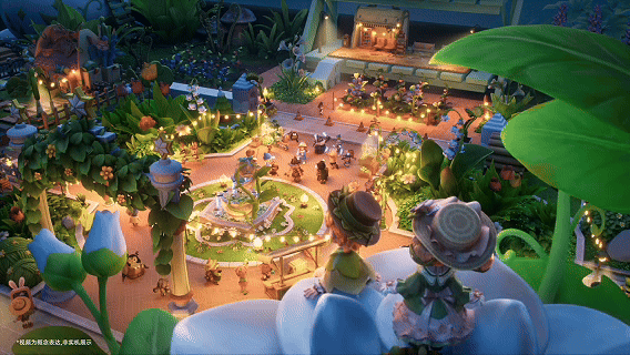 动态GIF：主角角色在书桌上缓缓睁眼苏醒，周围文具如山峦般巍峨，阳光斜照下铅笔橡皮投下巨大柔和阴影，画面充满童话感与静谧氛围