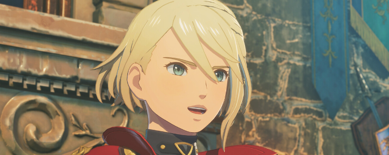 《怪物猎人物语3：命运双龙》游戏界面特写，主角高举巨剑发动牵绊技，周身环绕蓝白色能量光效与龙形虚影，背景为晨曦下的古老祭坛