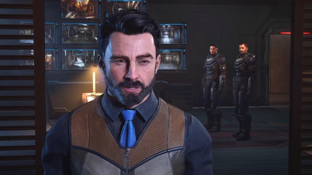 小队战术界面特写：主角侧身倚靠金属掩体，HUD显示两名队友实时位置与状态，右上角浮动着‘敌方护盾过载中’的红色警告提示