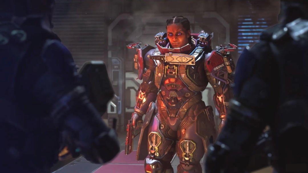 飞船主控室全景：环形指挥台环绕全息星图，七名船员各司其职，其中一人突然转身直视镜头，眼神复杂难辨，控制台边缘贴着泛黄的‘Ozymandias Crew’手写铭牌