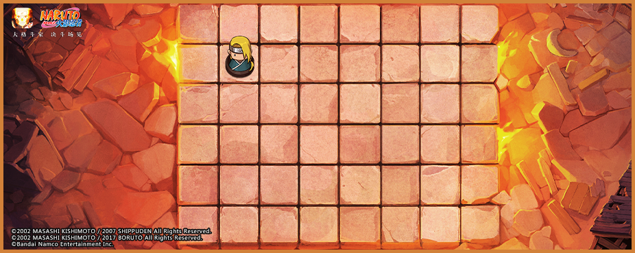 爆裂狂欢关卡实机画面：迪达拉在空中翻滚躲避落石，左手甩出C3分身引爆前方水泥墙，右侧通道豁然打开，闪现多个金色宝箱