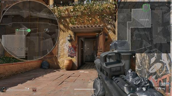 游戏内第一人称视角导航图：红色标记箭头直指浴场角落密码门，周围标注‘更衣区’‘蒸汽管道’等地标文字