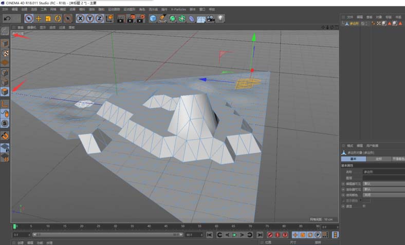 视图切换至透视渲染模式，山体模型已赋予基础灰度材质，阴影柔和，轮廓清晰展现高低起伏节奏