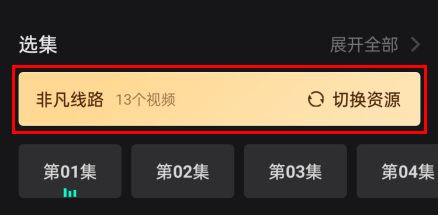 线路切换成功提示弹窗截图，绿色对勾图标+文字‘已切换至极速源，播放更流畅’，底部附有‘设为默认’开关按钮