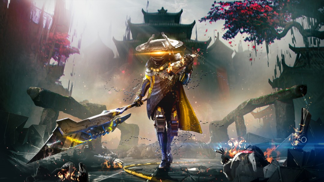 《异变金属》实机画面：主角挥舞等离子巨斧劈开三台合金蜘蛛机器人，火花四溅，背景为布满管线与警报红光的巨型地下反应堆