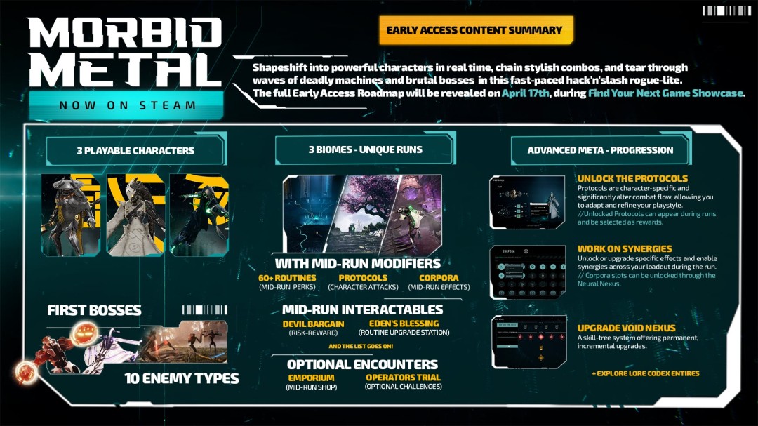 Boss战场景：巨型双足战车‘铁砧守卫’在废墟广场展开肩部轨道炮阵列，地面遍布玩家刚打出的爆炸凹坑与残骸碎片