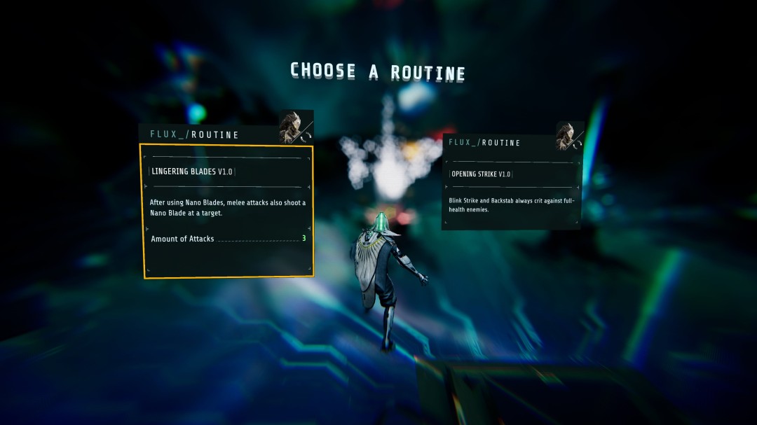 角色选择界面：三位主角立体建模环绕旋转，各自武器悬浮于侧——链锯剑、磁轨手枪与折叠式声波共振锤清晰可见