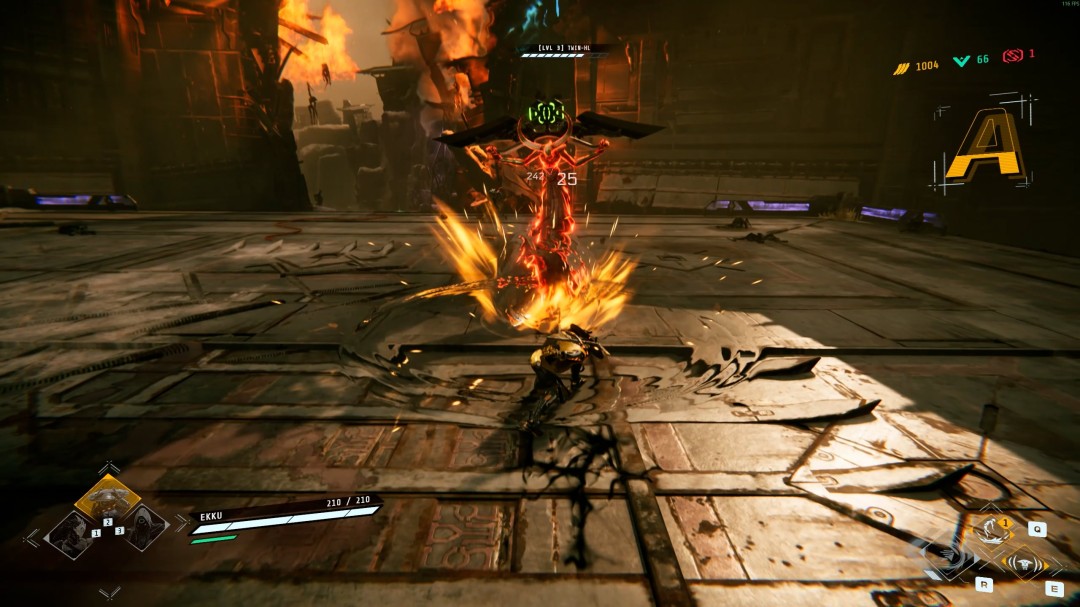 末日氛围场景：阴云密布的钢铁都市天际线，空中悬浮着破损的浮空平台与垂落的电缆，地面是被履带碾过的锈红色荒原