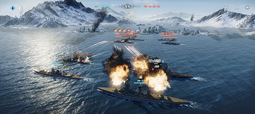 阵营对比示意图：四组风格鲜明的战舰剪影并列排布——东桑战列舰炮塔厚重、罗曼潜艇仅露出潜望镜与尾迹、西海巡洋舰高耸桅杆挂满防空炮、两洋航母甲板上舰载机整装待发，背景为动态海浪分隔各阵营