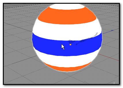 球体在透视视图中呈现轻微旋转姿态，材质已正确绑定，表面可见清晰的垂直明暗渐变分布