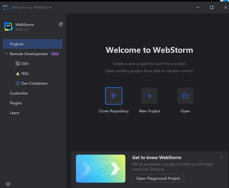 新建项目向导界面：左侧导航栏显示'Node.js'、'React App'等12种预设模板，右侧实时显示项目结构预览