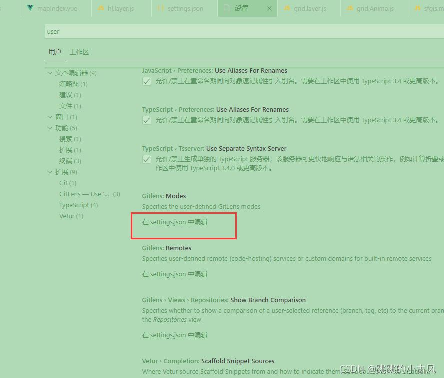 VSCode设置界面截图，左侧导航栏高亮'设置'选项，右侧搜索框中输入'workbench.colorCustomizations'，下方显示相关配置项