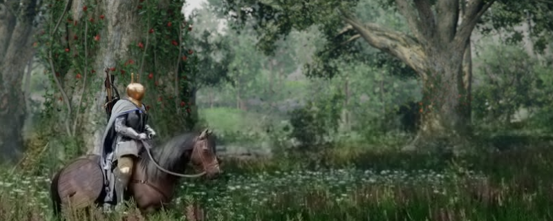 《红色沙漠》实机战斗画面：主角在沙尘弥漫的废墟中腾挪闪避，左手持盾格挡，右手挥刀劈向持斧敌人，背景可见飘动的红色灯笼与飞溅的金属火花