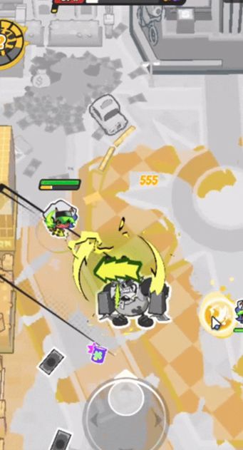 战斗场景截图：暴富鹰酱腾空冲刺瞬间，地面残留金色滑行轨迹，前方玩家角色正侧身闪避，背景弹幕如雨倾泻